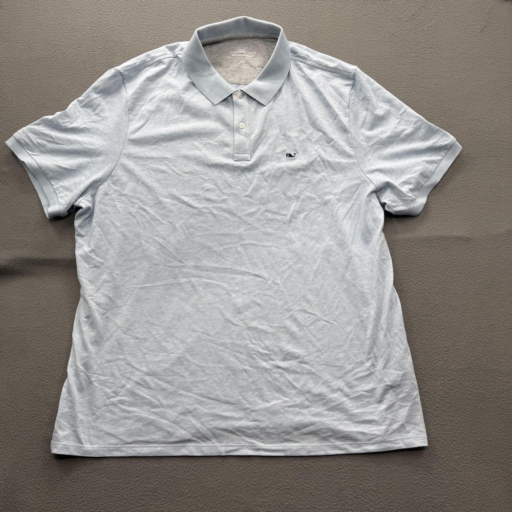 Vineyard Vines Edgartown Polo‎ Shirt Mens 2XL Blue Performance Stretch Tagless